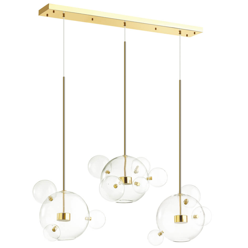 Люстра Transparent Bubble Chandelier Gold Line Глянцевое золото Прозрачный в Омске | Loft Concept 