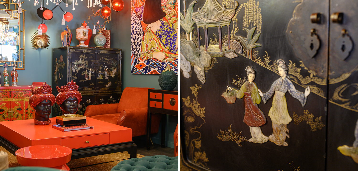 Антиквариат китайский шкаф Chinese Cabinet Black создан в начале прошлого века - фото