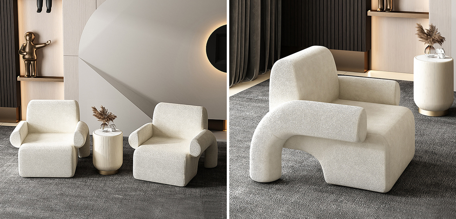 Кресло Odom White Boucle Armchair - фото