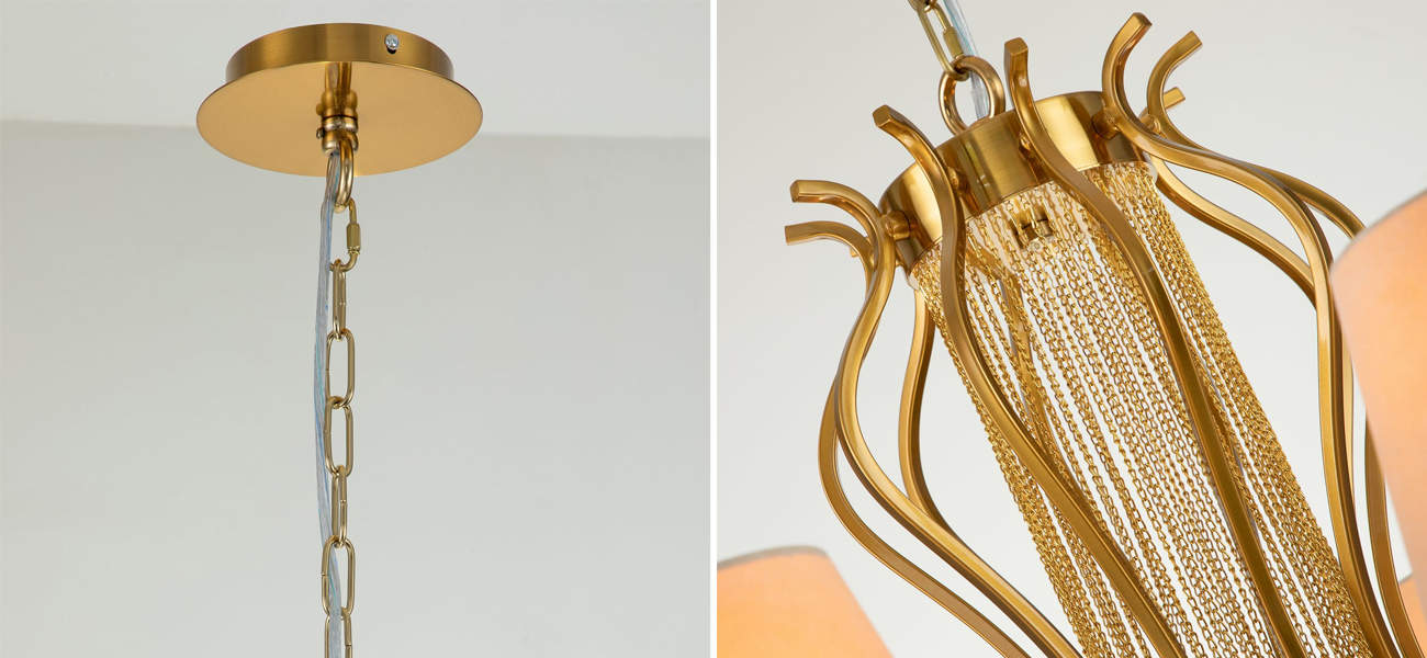 Люстра с абажурами из велюровой ткани Gracy D101 см - фото