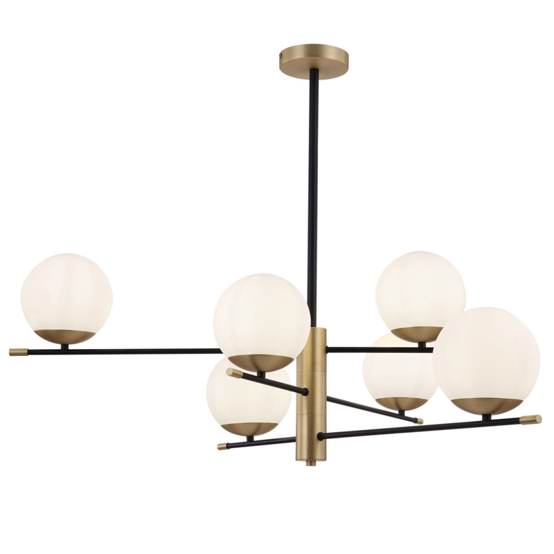 Светильник Spike Six Balls Hanging Lamp матовое золото Прозрачный белый в Омске | Loft Concept 