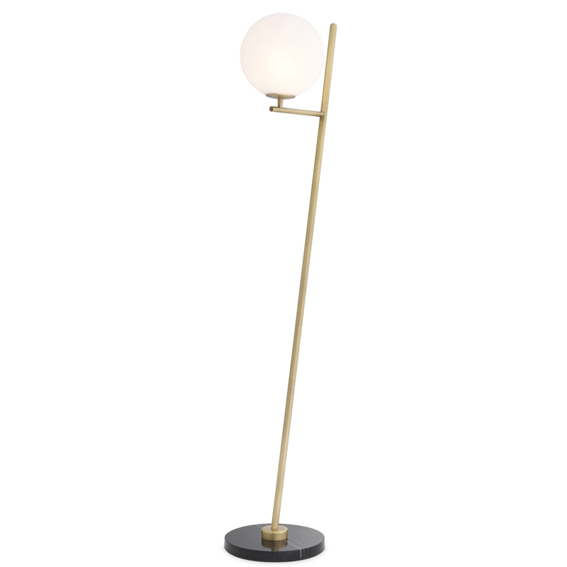 Торшер Eichholtz Floor Lamp Flynn Brass Латунь Античная полированная Белый Черный Мрамор Nero в Омске | Loft Concept 