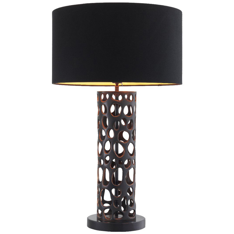 Настольная лампа Eichholtz Table Lamp Dix Bronze Черный Темная бронза Черный Мрамор Nero Золотой в Омске | Loft Concept 