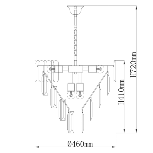 Люстра из черного металла с многоярусными подвесками из прозрачного хрусталя на золотой цепи Empire Black Chandelier Crystal в Омске