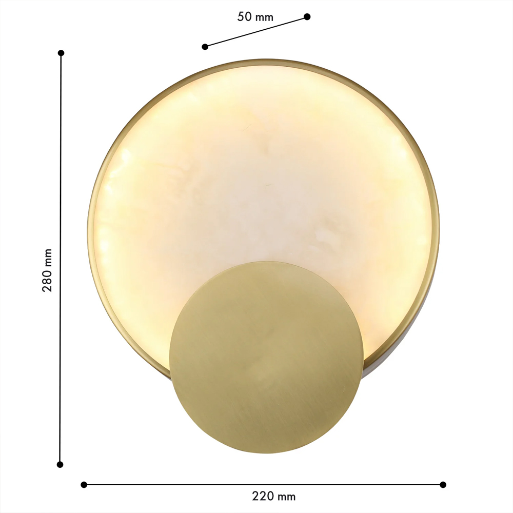 Бра в форме диска из бежевого алебастра Cryptocrystalline Stone в Омске