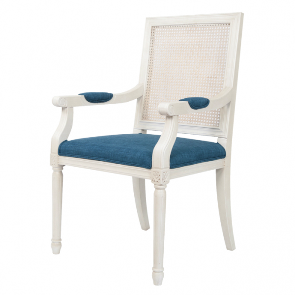 Стул French chairs Provence Garden White ArmChair Белый Темно-синий в Омске | Loft Concept 