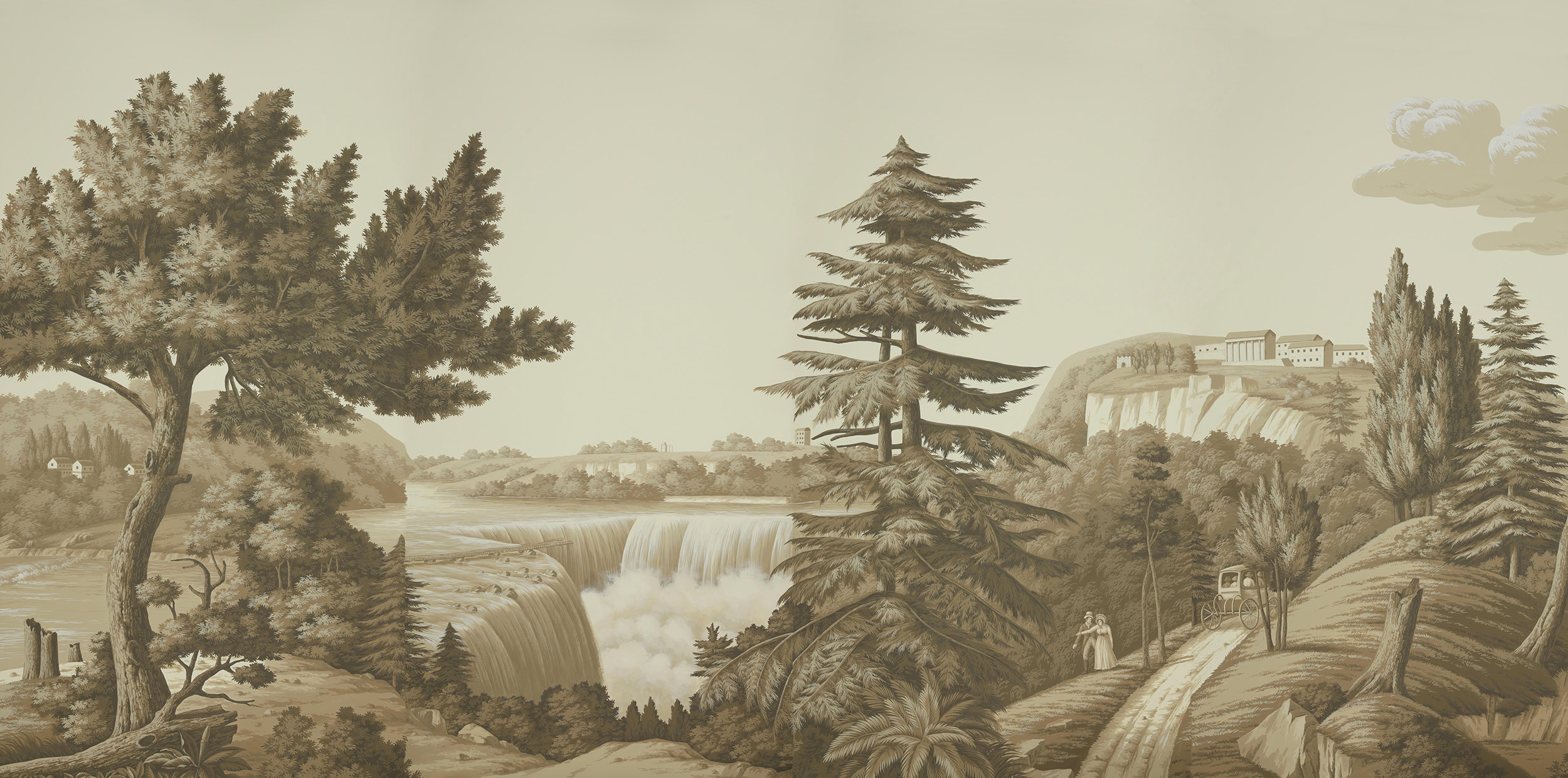 Обои ручная роспись North American River Views Sepia on scenic paper Обои ручная роспись North American River Views Sepia on scenic paper - постер Loft-Concept в Омске