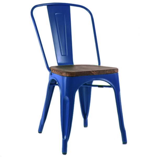 Кухонный стул Tolix Chair Wood Blue Синий Синий Коричневый в Омске | Loft Concept 