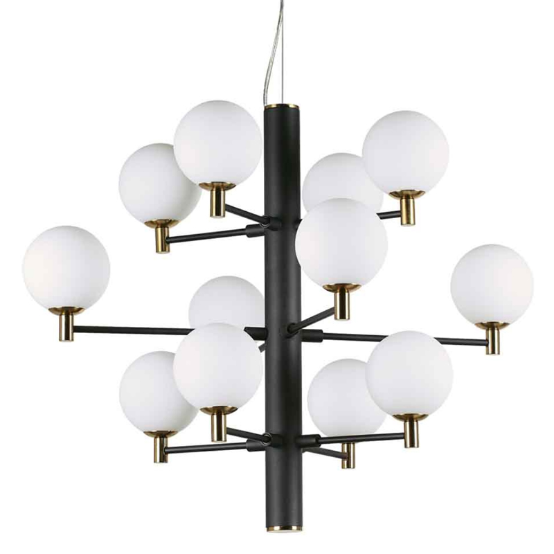 Люстра Italian Globe Abstraction Light  White and Black 12 Белый Золотой Черный в Омске | Loft Concept 