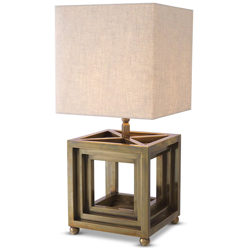 Настольная лампа Eichholtz Table Lamp Bellagio Brass Винтажная латунь Бежево-серый в Омске | Loft Concept 