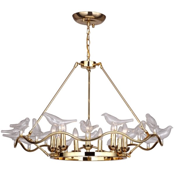 Люстра Dove Chandelier Glass Bird 9 Золотой в Омске | Loft Concept 