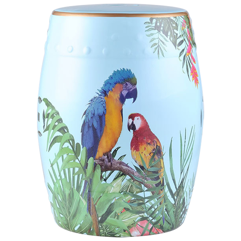 Керамический табурет Parrots Tropical Animal Ceramic Stool Blue Голубой Мульти в Омске | Loft Concept 