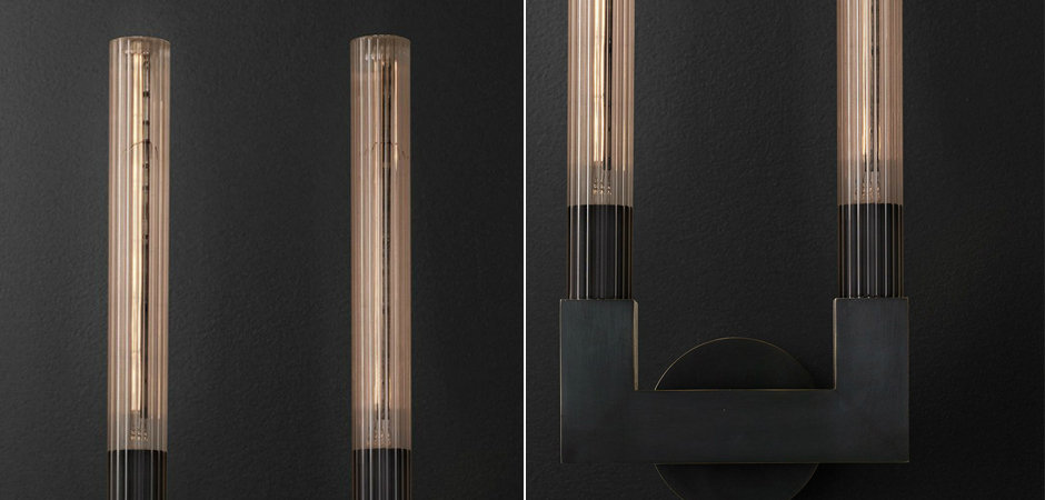 Бра RH CANNELLE wall lamp DOUBLE Sconces Black Бра RH CANNELLE wall lamp DOUBLE Sconces Black - Loft-Concept в Омске
