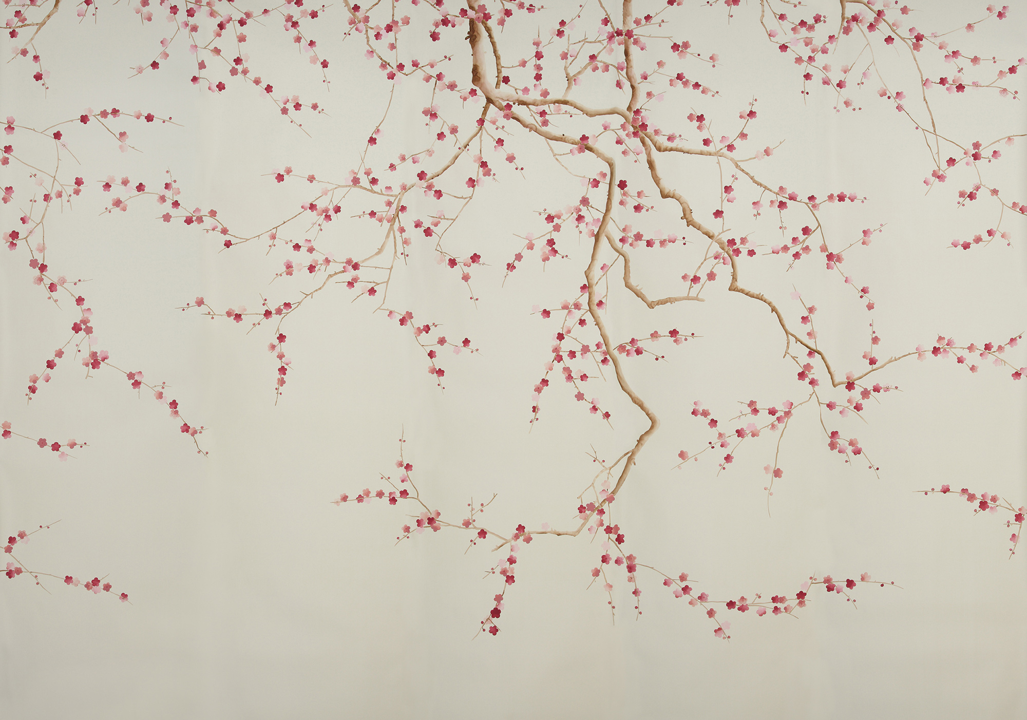 Обои ручная роспись Plum Blossom Blossom on Satin Grey dyed silk Обои ручная роспись Plum Blossom Blossom on Satin Grey dyed silk - постер Loft-Concept в Омске