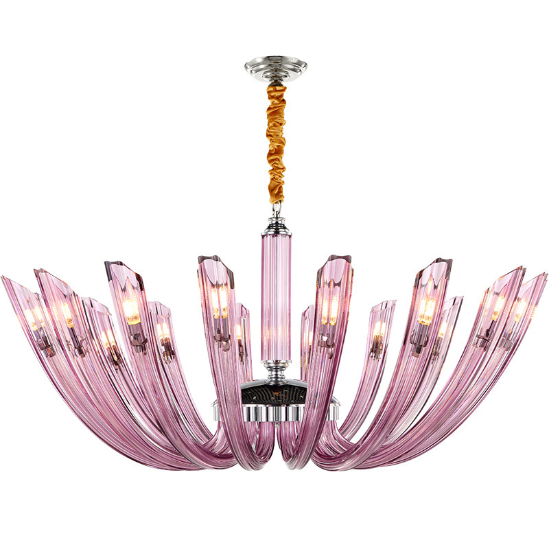 Люстра Pink Rays Chandelier Розовый Хром в Омске | Loft Concept 