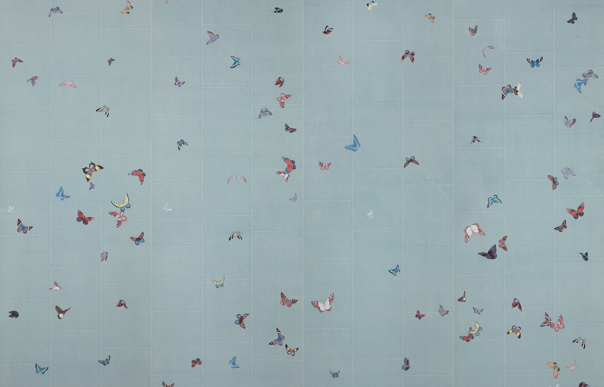 Обои ручная роспись Butterflies Icarus on Azure India tea paper Обои ручная роспись Butterflies Icarus on Azure India tea paper - постер Loft-Concept в Омске
