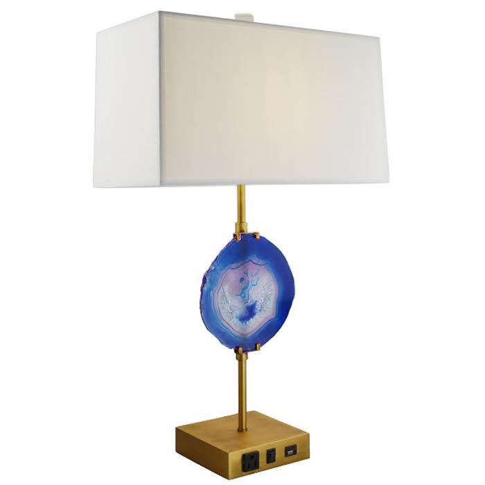 Настольная лампа Blue Agate Table Lamp Латунь Сапфирово-синий в Омске | Loft Concept 