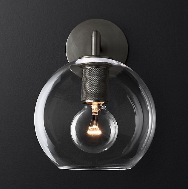 Бра RH Utilitaire Globe Shade Single Sconce Black Черный Темная бронза в Омске | Loft Concept 