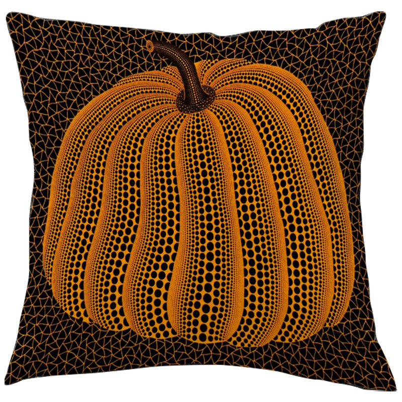 Декоративная подушка Yayoi Kusama Pumpkin Orange Черный Оранжевый в Омске | Loft Concept 