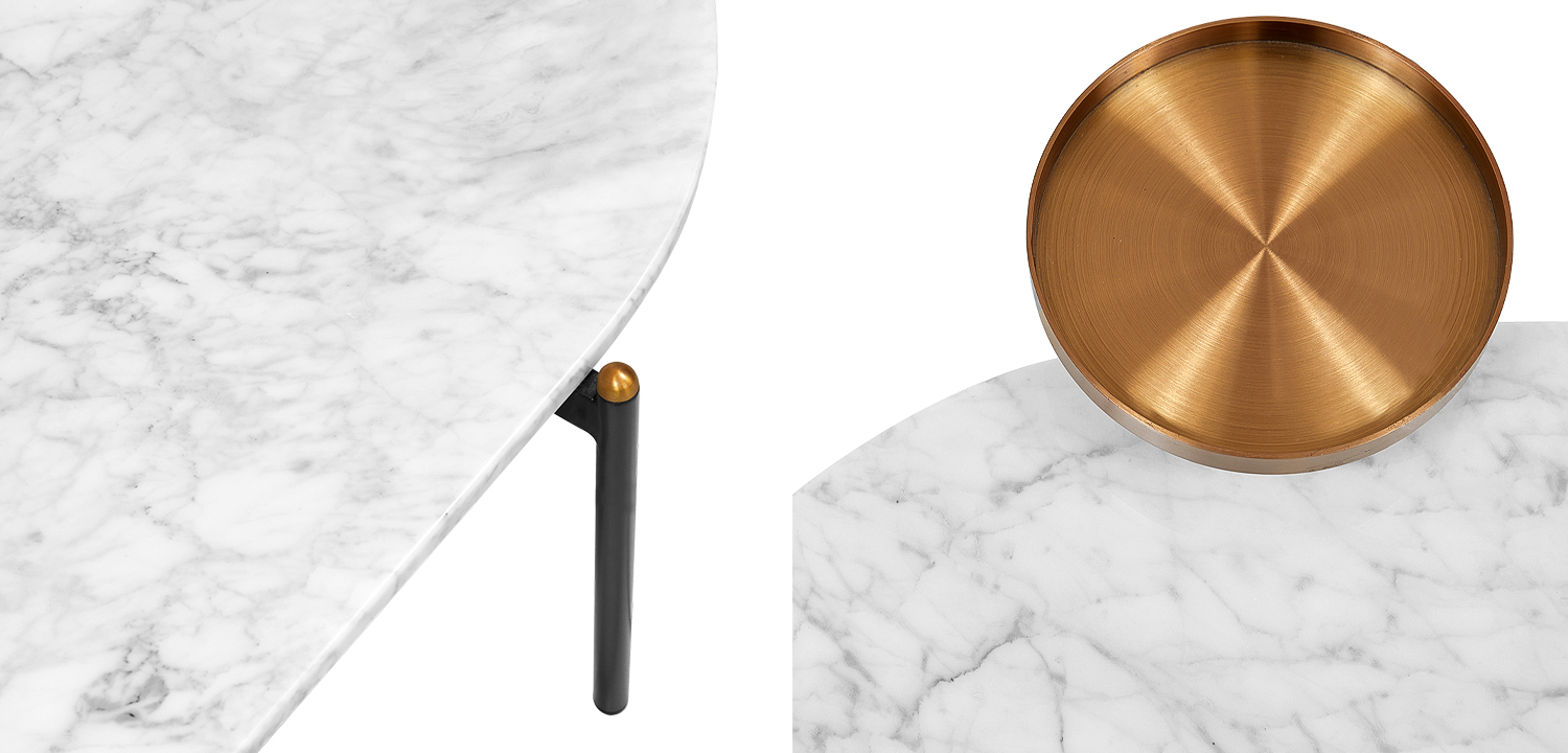 Кофейный стол с белой каменной столешницей Macias Coffee Table White - фото