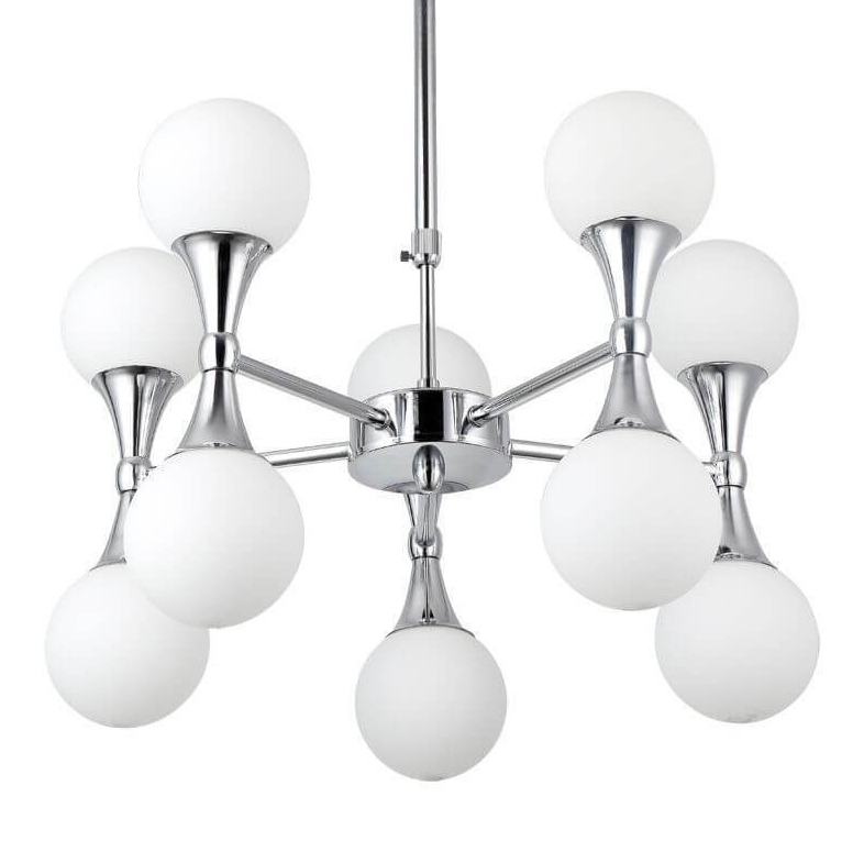 Люстра Ball Valley Chandelier Chromium 10 Белый Хром в Омске | Loft Concept 