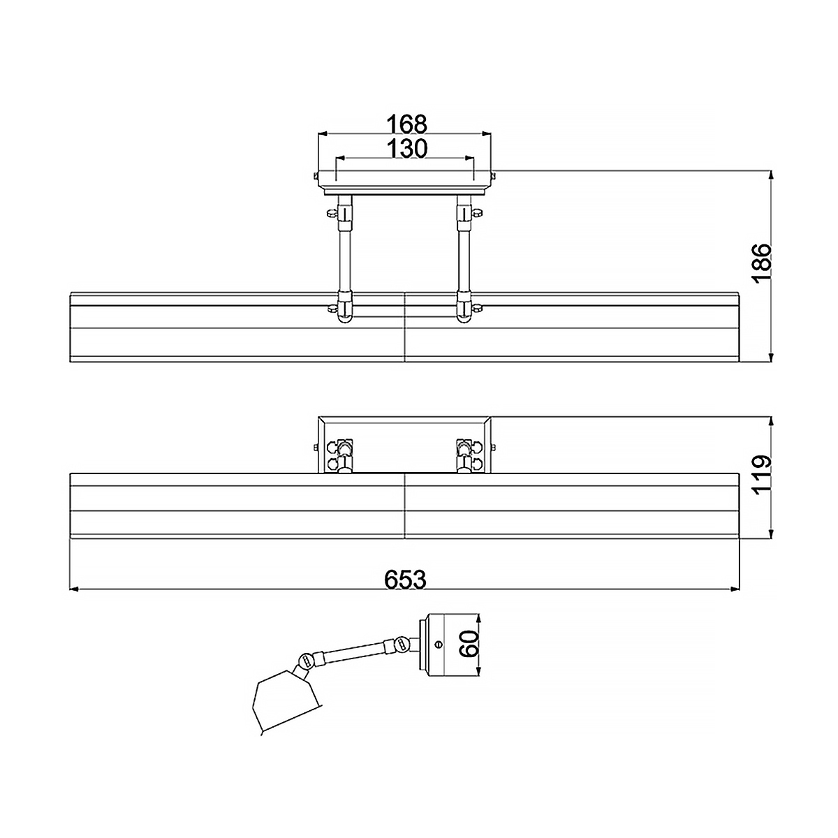 Светильник для картин с призматическим плафоном и двойными регулируемыми шарнирами Elstead Lighting в Омске