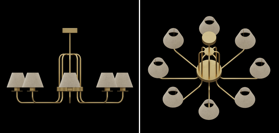 Люстра с тканевыми абажурами Brasspipes - Loft-Concept в Омске