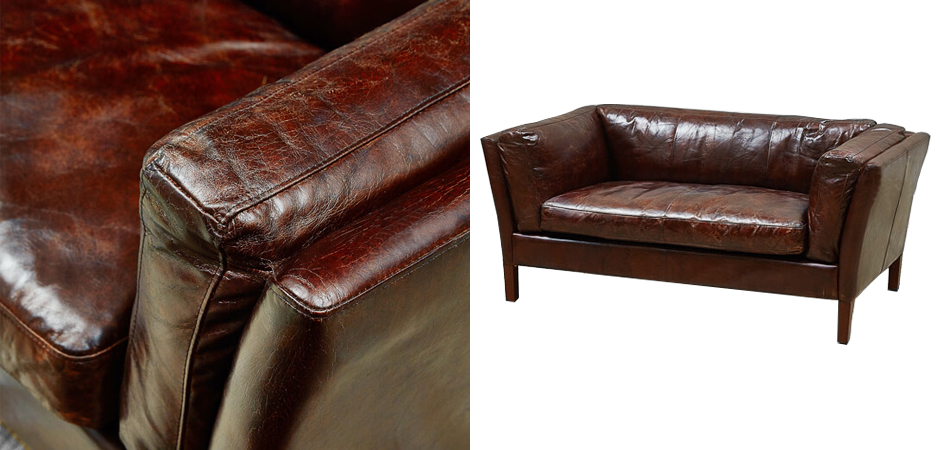 Диван RH SORENSEN Sofa Brown leather double Диван RH SORENSEN Sofa Brown leather double - Loft-Concept в Омске