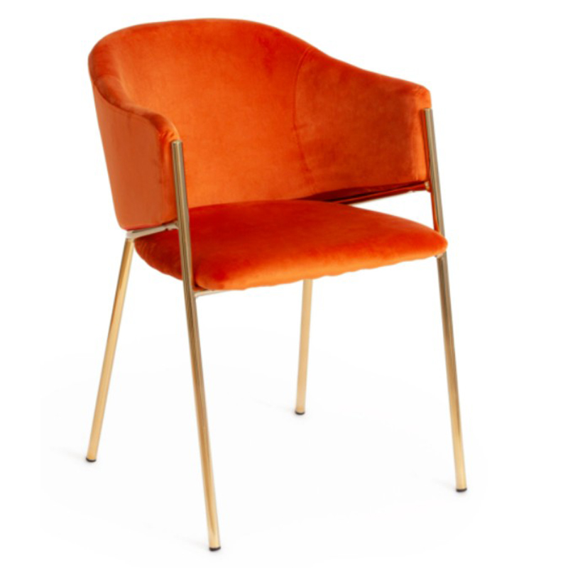 Стул Faisal Orange Velvet Chair Оранжевый Глянцевое золото в Омске | Loft Concept 