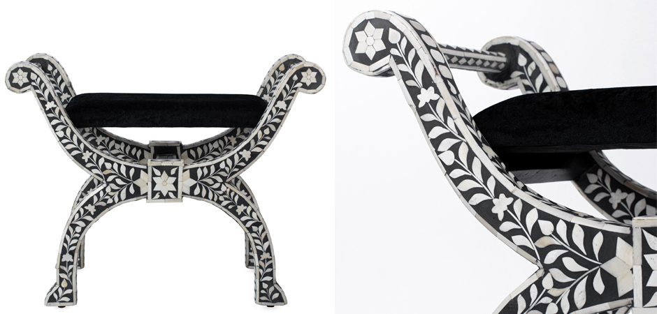 Табурет отделка кость черный BONE INLAY Jenny Stool Табурет отделка кость черный BONE INLAY Jenny Stool - Loft-Concept в Омске