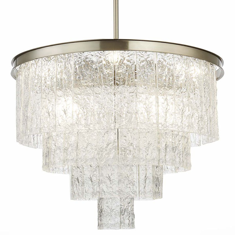 Люстра Renea Textured Glass Chandelier Nickel D60 Никель Прозрачное Стекло в Омске | Loft Concept 