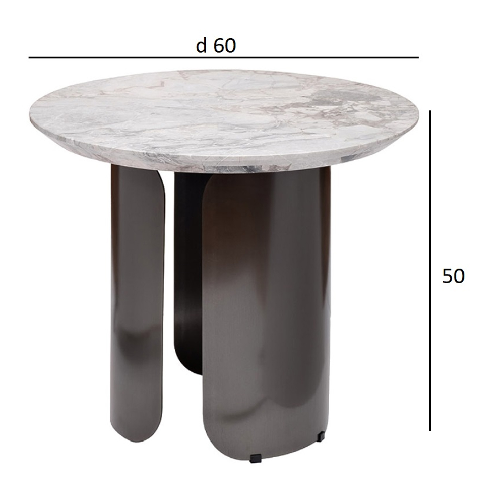 Столик журнальный круглый с мраморной столешницей Gray Marble Table в Омске