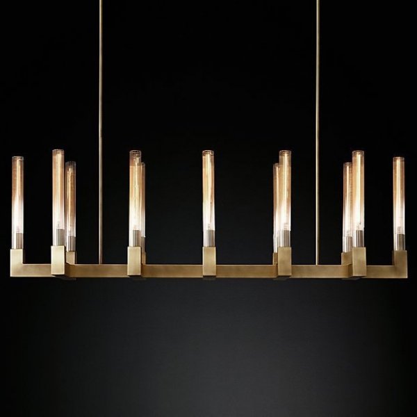 Люстра RH CANELLE Linear Chandelier 12 Modern Brass Латунь в Омске | Loft Concept 