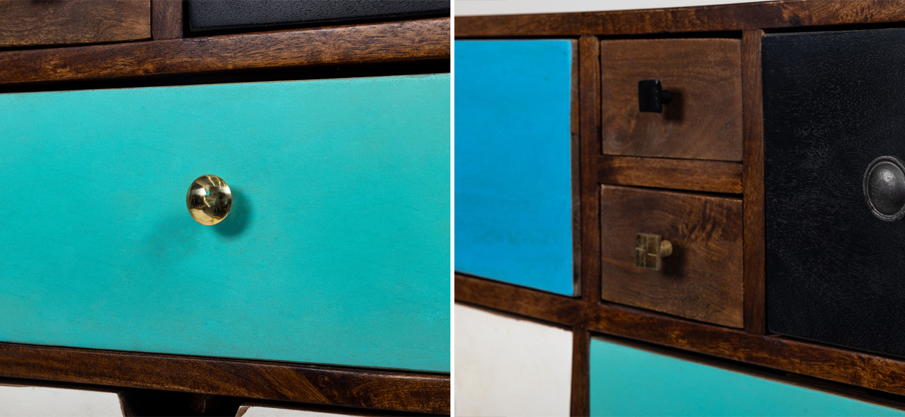 Комод из массива с разноцветными ящиками Fancy - фото №2