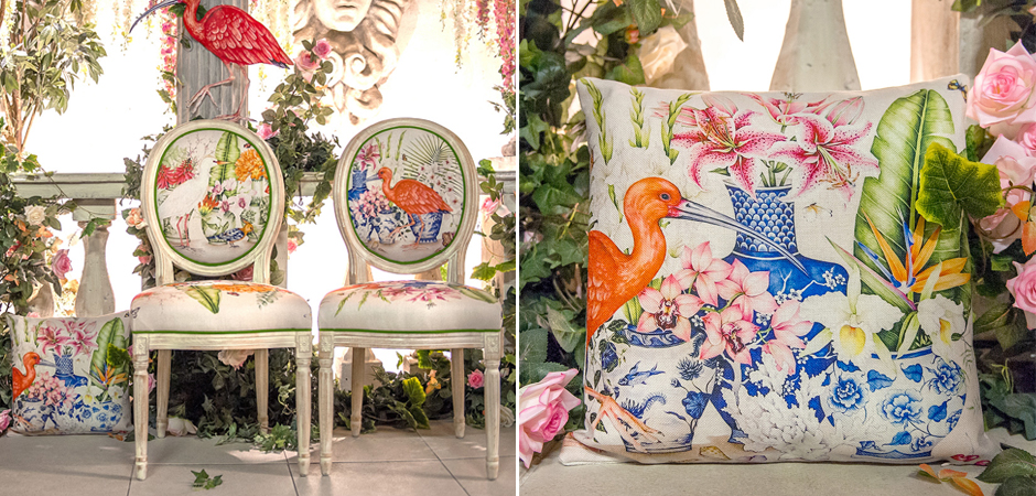 Декоративная подушка Flowers and Scarlet Ibis Pillow Декоративная подушка Flowers and Scarlet Ibis Pillow - Loft-Concept в Омске