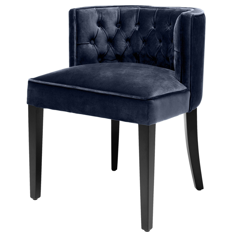 Стул Eichholtz Dining Chair Dearborn blue Темно-синий Черный в Омске | Loft Concept 