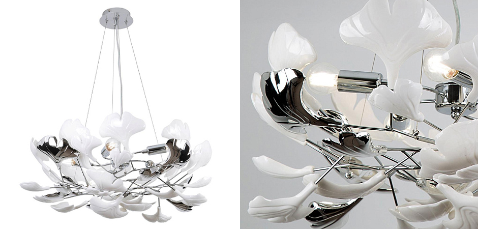 Люстра Wintery flover Chrome с Белыми декоративными плафонами Люстра Wintery flover Chrome с Белыми декоративными плафонами - Loft-Concept в Омске