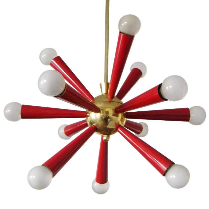 Люстра Mid Century Modern ATOMIC Sputnik Red Красный (Red) Золотой в Омске | Loft Concept 