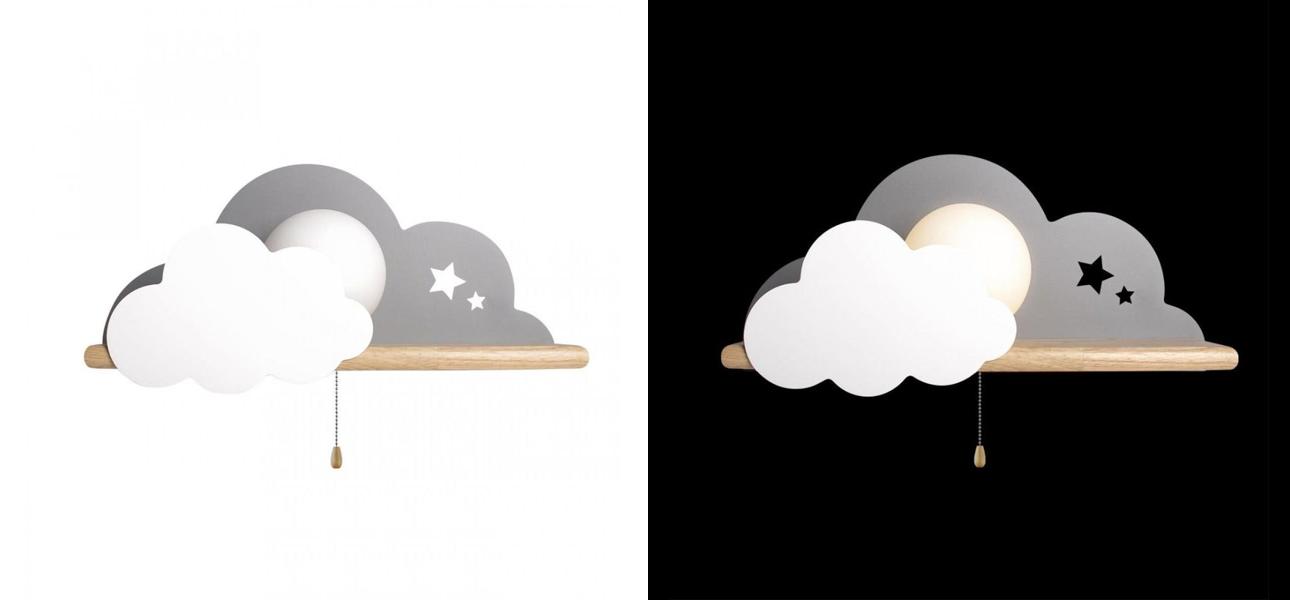 Бра с деревянной полкой серое Облако Wall Lamp Grey Cloud - фото №1