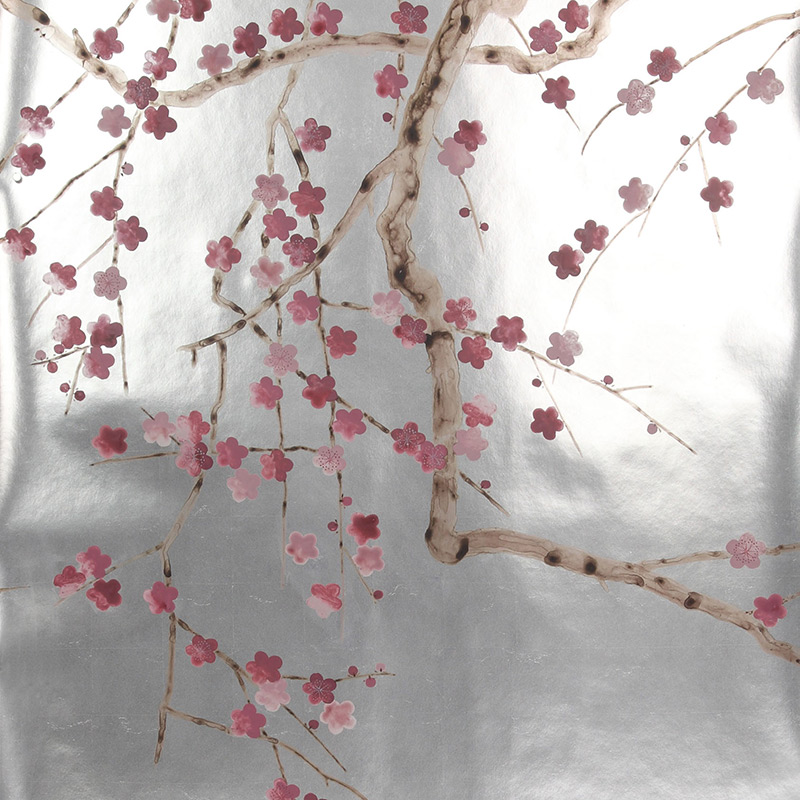 Обои ручная роспись Plum Blossom Blossom on Tarnished Silver gilded paper  в Омске | Loft Concept 