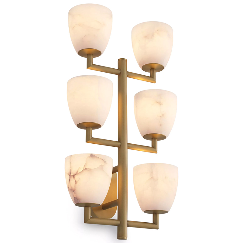 Настенный светильник Eichholtz Wall Lamp Valerius Латунь Белый Мрамор Bianco ivory ( слоновая кость ) в Омске | Loft Concept 