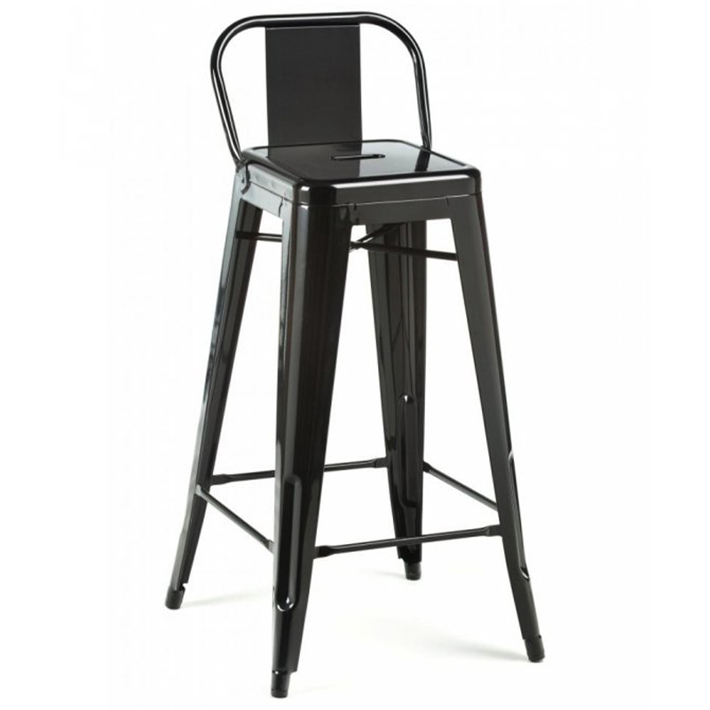 Барный стул Tolix Bar Stool 75 Backed Черный Салатовый Нержавеющая сталь Красный Оранжевый Зеленый Белый Голубой Желтый в Омске | Loft Concept 