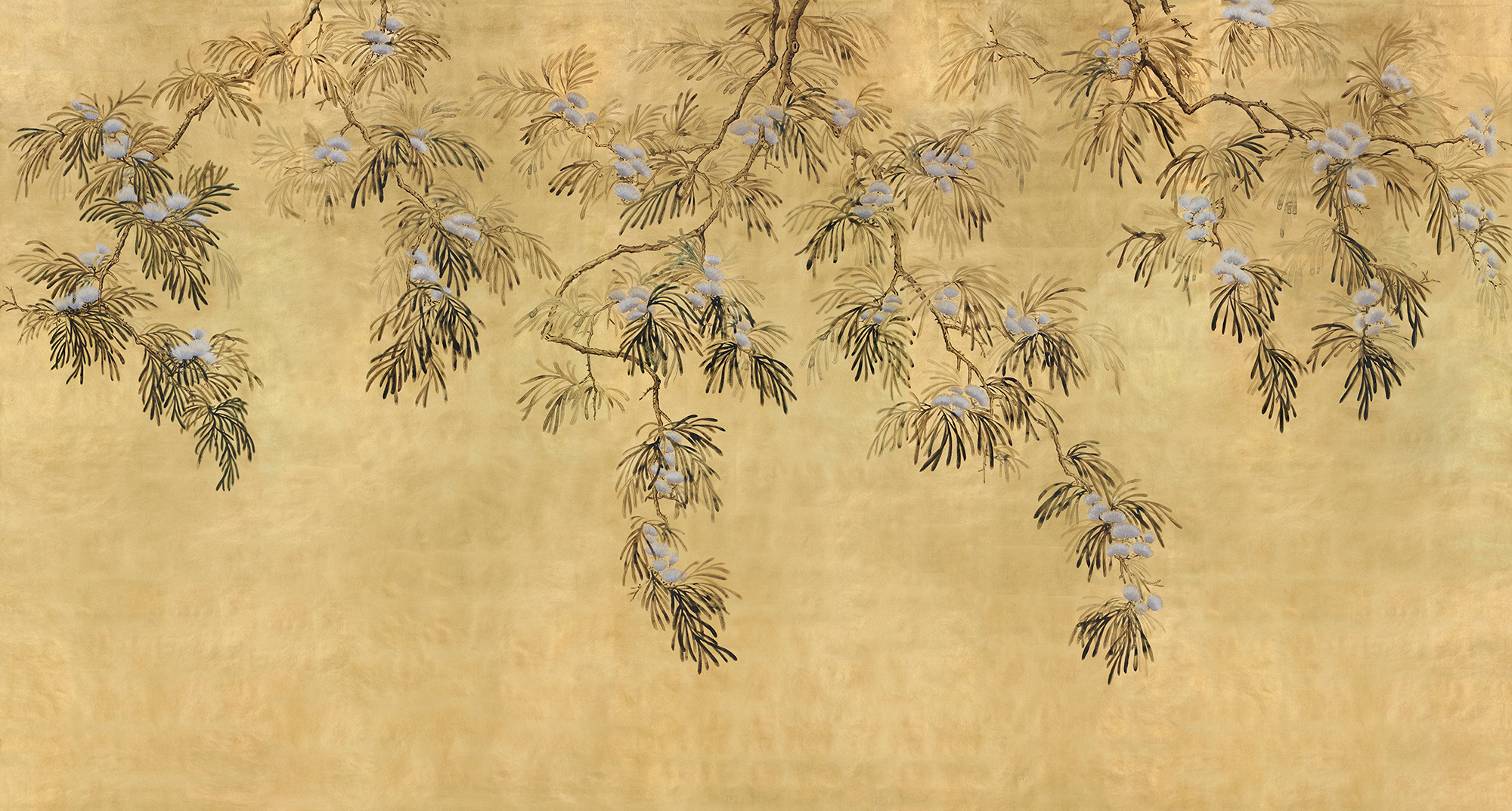 Обои ручная роспись Silk Tree Original colourway on Gold Bullion gilded paper Обои ручная роспись Silk Tree Original colourway on Gold Bullion gilded paper - постер Loft-Concept в Омске
