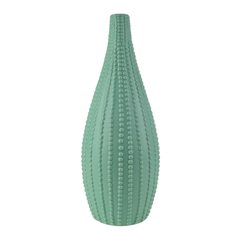 Ваза Ribbed Vase Narrow Throat turquoise 38 Бирюзовый в Омске | Loft Concept 