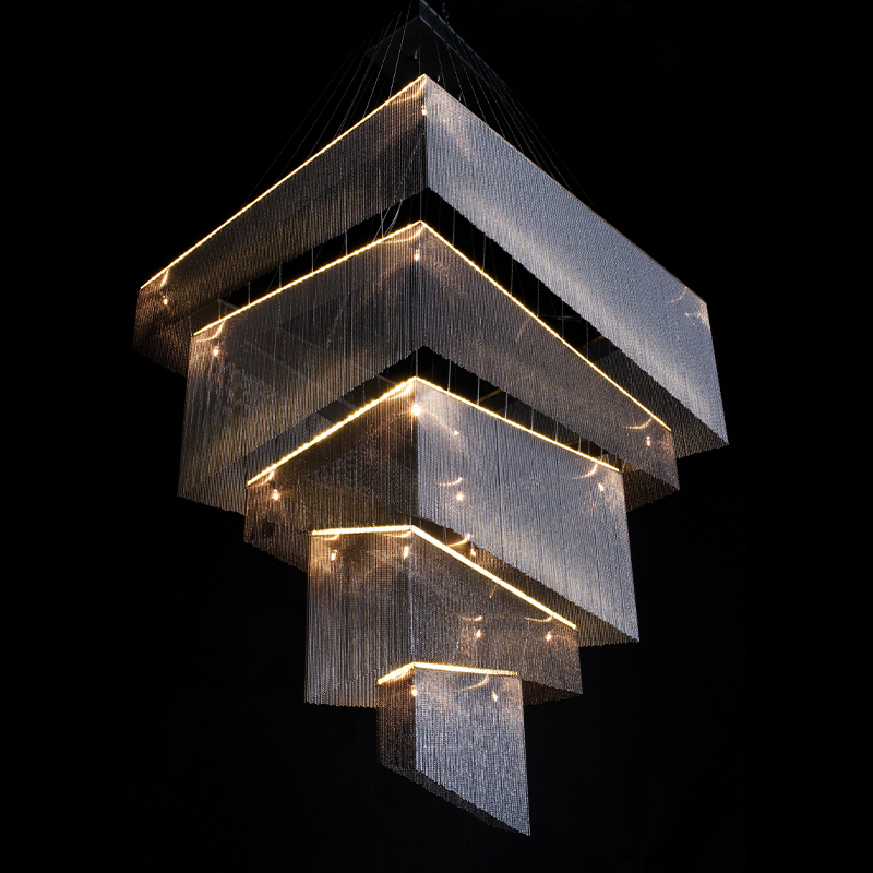 Люстра Серебряные цепочки Willowlamp Geometric Storm Silver Серебряный в Омске | Loft Concept 