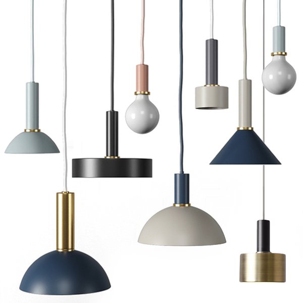 Подвесной светильник Ferm Living Socket Pendant High  Черный Латунь Голубой пастельный Темно-синий Белый Дымчатая Роза в Омске | Loft Concept 