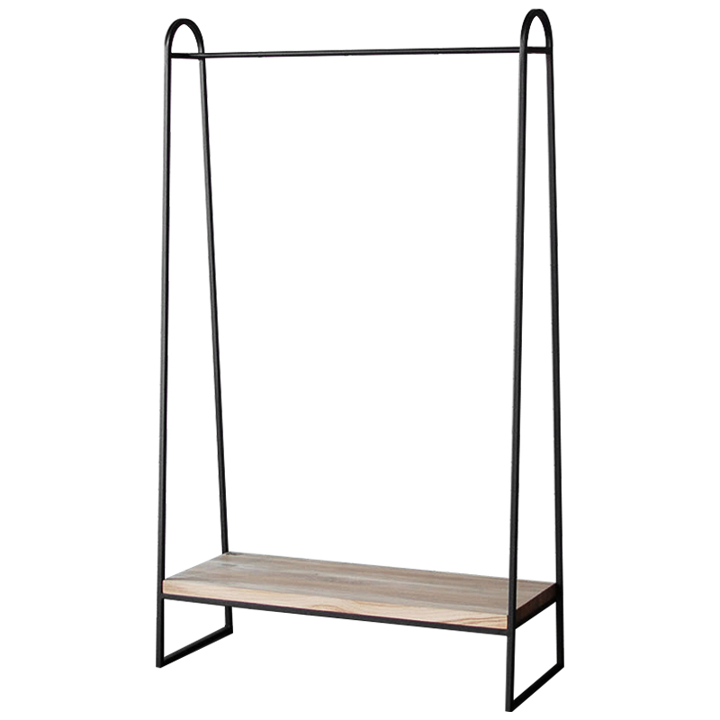 Рейл Amba Industrial Metal Rust Clothes Rail Черный Светлый дуб в Омске | Loft Concept 