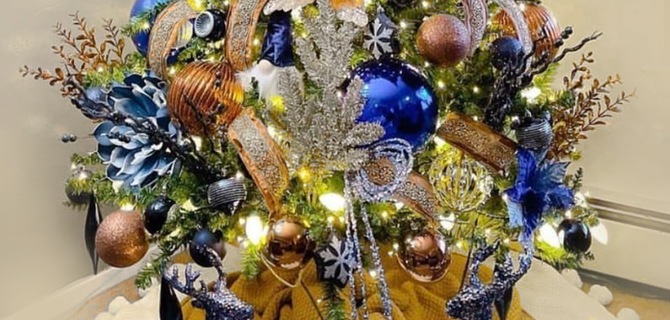 Дизайнерская Ель Синие Цветы Christmas tree Blue flowers Дизайнерская Ель Синие Цветы Christmas tree Blue flowers - Loft-Concept в Омске