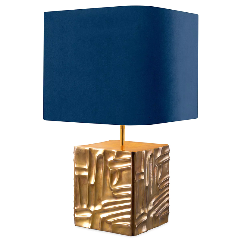 Настольная лампа Eichholtz Table Lamp Oregon Blue Velvet Синий Латунь в Омске | Loft Concept 