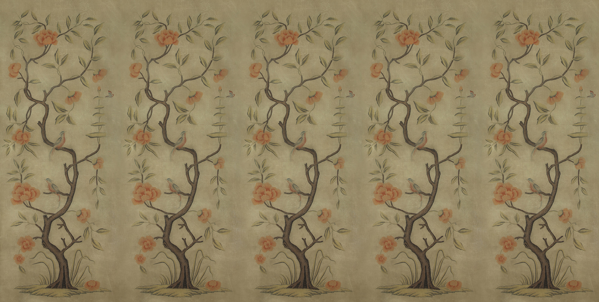 Обои ручная роспись Gustavian Tree of Life Special Colourway on brown Williamsburg Обои ручная роспись Gustavian Tree of Life Special Colourway on brown Williamsburg - постер Loft-Concept в Омске
